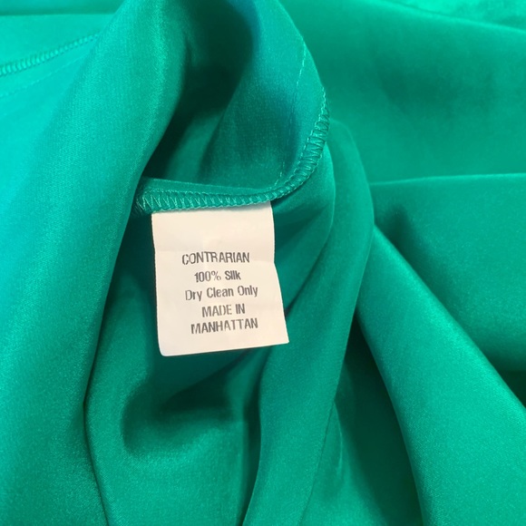 ONE by Contrarian Babs Bibb 100% Silk Maxi Dress in Emerald Green Sz 0 - Picture 8 of 9